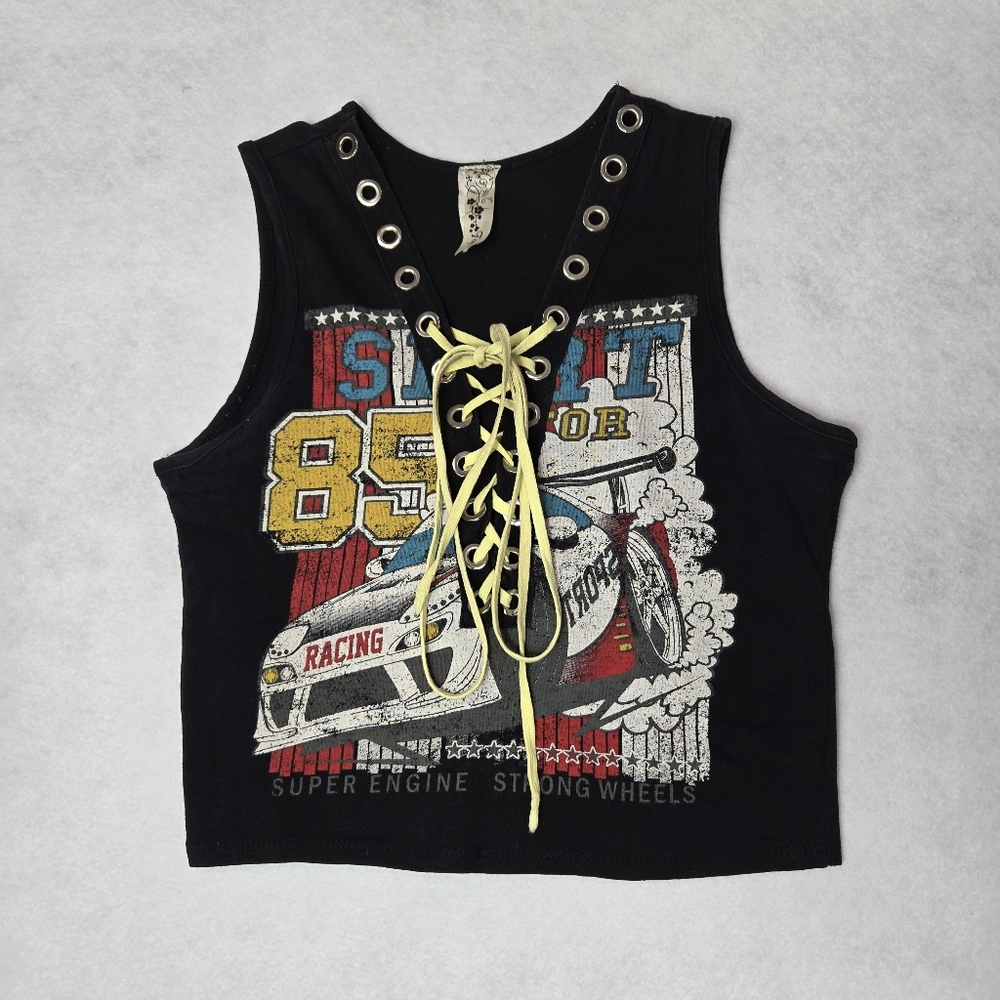 Topia Black Racing Graphic Tank Top